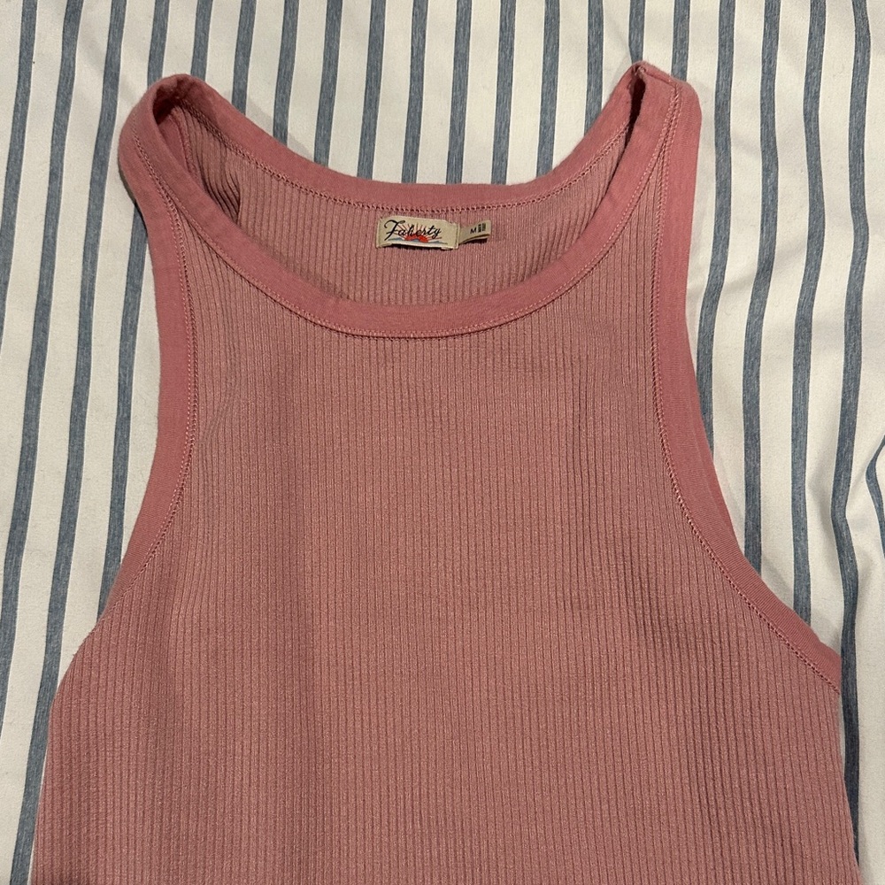 Faherty Dusty Rose Ribbed Rackerback Tank Top